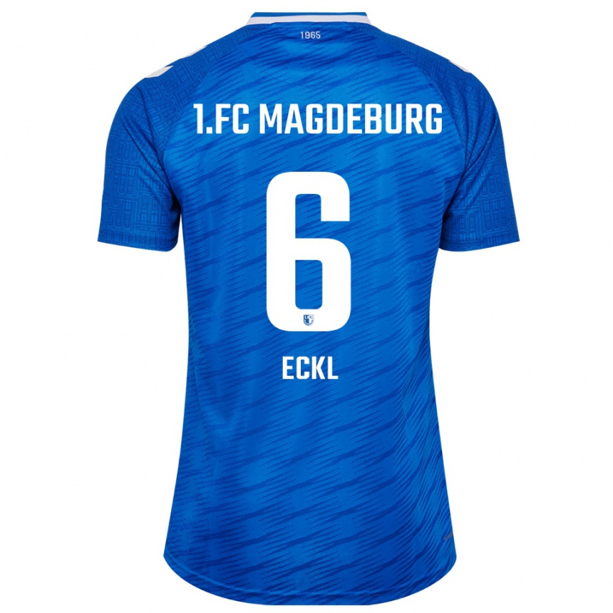 גברים כדורגל Hanna Eckl #6 כחול לבן ג'רזי ביתית 2025/26