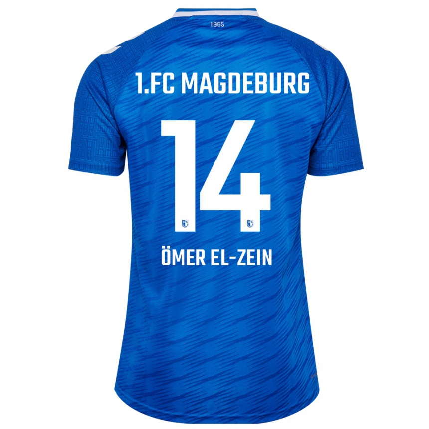 גברים כדורגל אבו-בקיר אל-זן #14 כחול לבן ג'רזי ביתית 2025/26