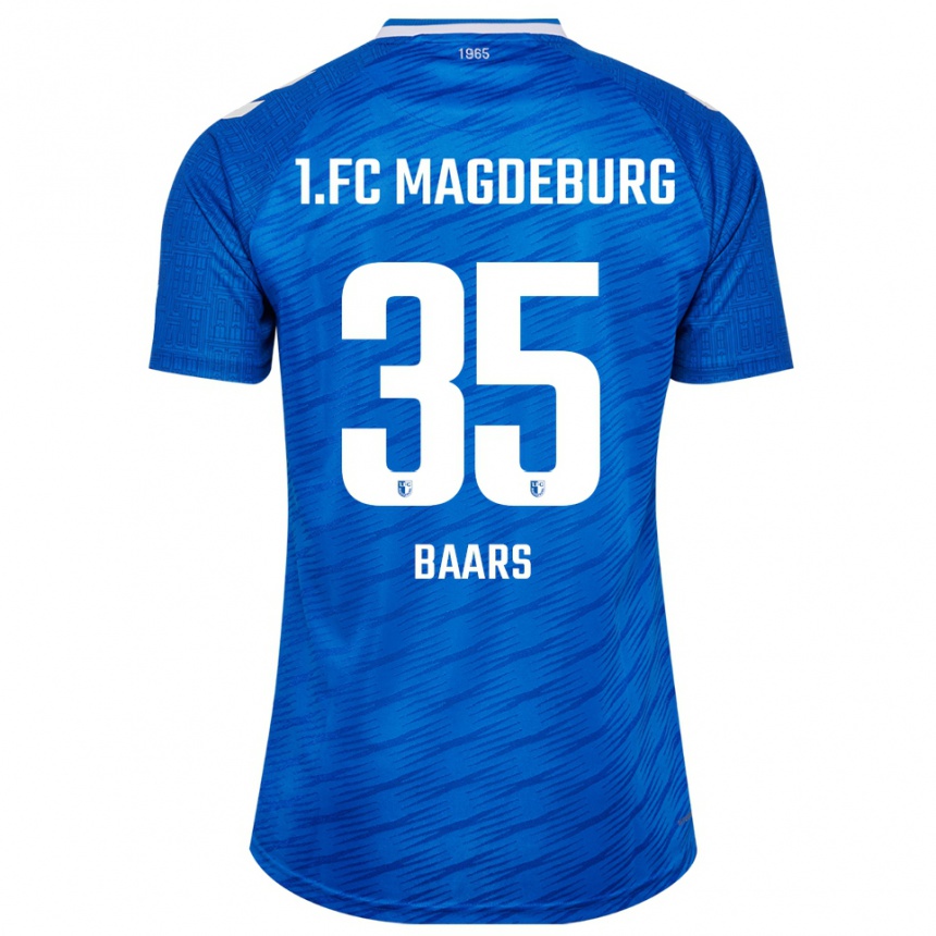 גברים כדורגל Magnus Baars #35 כחול לבן ג'רזי ביתית 2025/26