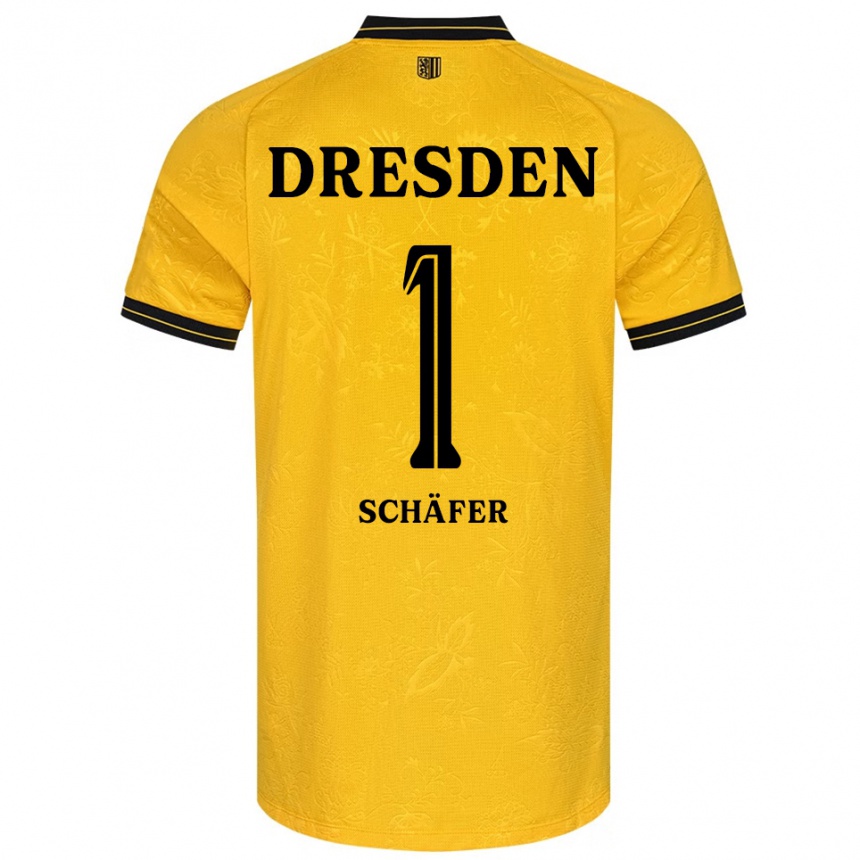 גברים כדורגל Moritz Schäfer #1 צהוב שחור ג'רזי ביתית 2025/26