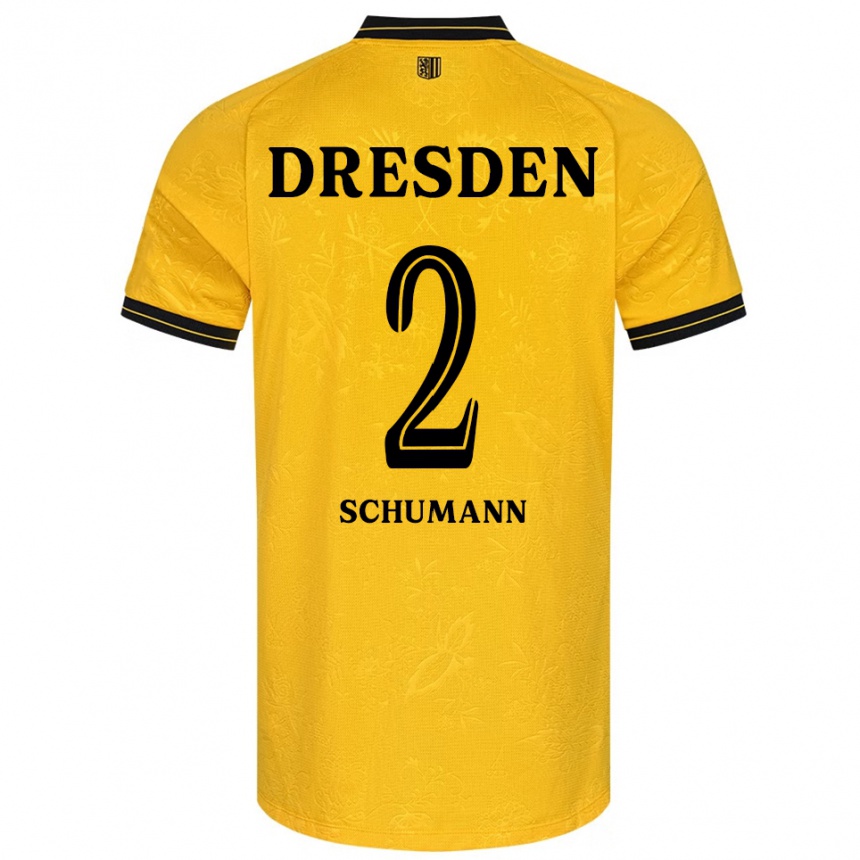 גברים כדורגל Anton Schumann #2 צהוב שחור ג'רזי ביתית 2025/26