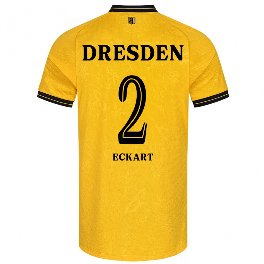 גברים כדורגל Ben Eckart #2 צהוב שחור ג'רזי ביתית 2025/26