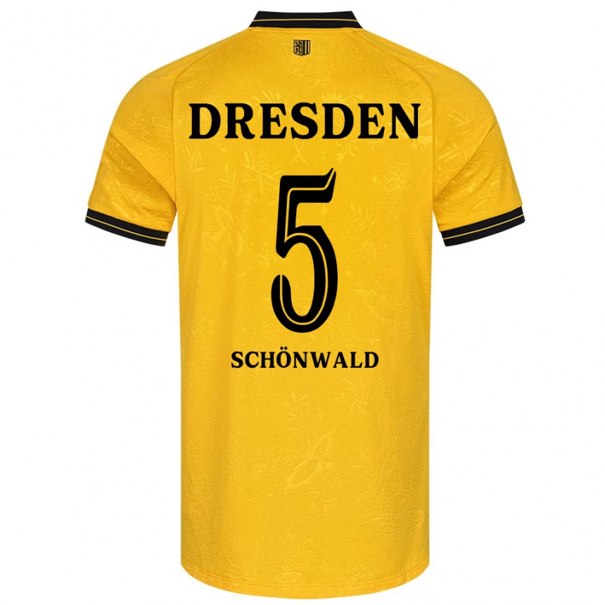 גברים כדורגל Laurin Schönwald #5 צהוב שחור ג'רזי ביתית 2025/26