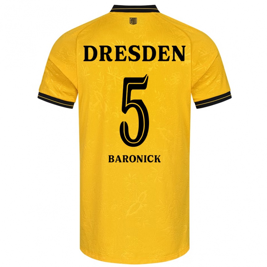 גברים כדורגל Kurt Baronick #5 צהוב שחור ג'רזי ביתית 2025/26