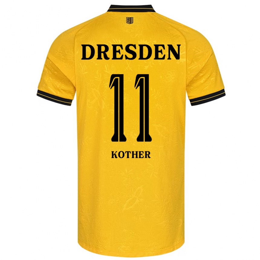 גברים כדורגל דומיניק קותר #11 צהוב שחור ג'רזי ביתית 2025/26