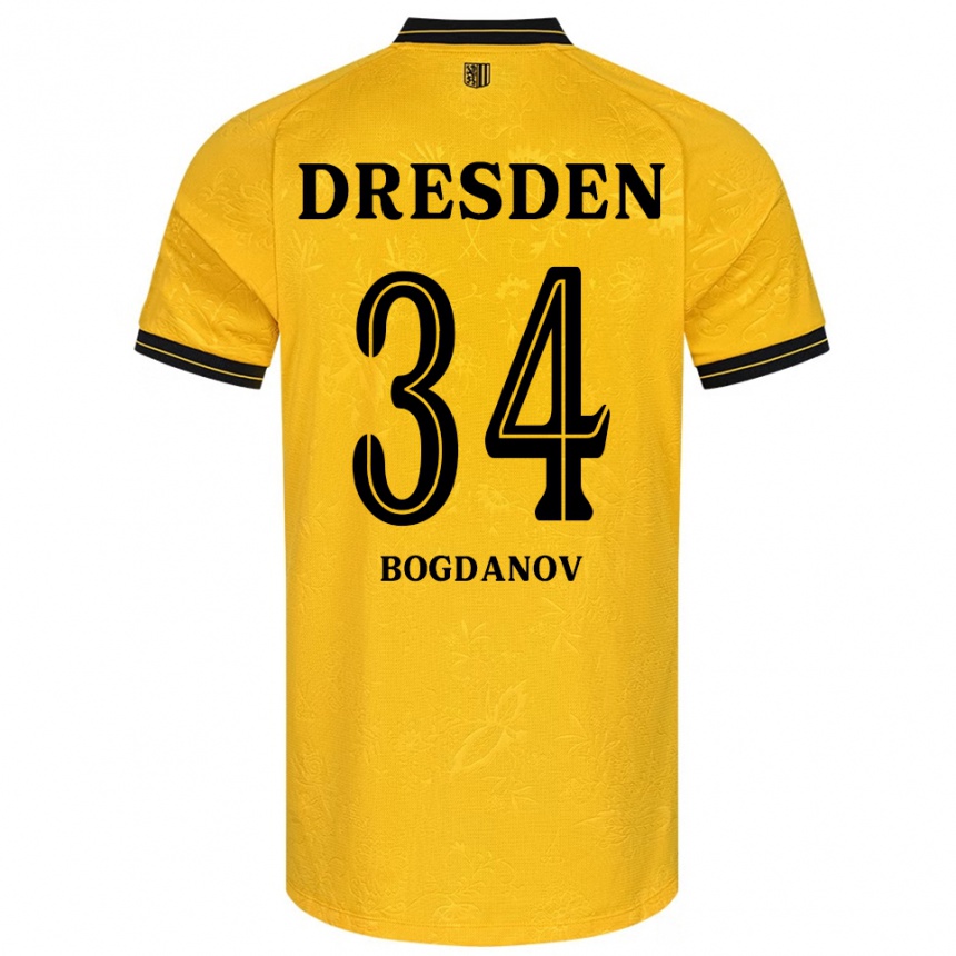 גברים כדורגל דמיטרו בוהדנוב #34 צהוב שחור ג'רזי ביתית 2025/26