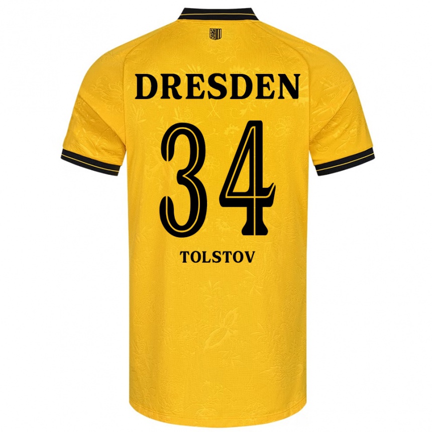 גברים כדורגל Maik Tolstov #34 צהוב שחור ג'רזי ביתית 2025/26