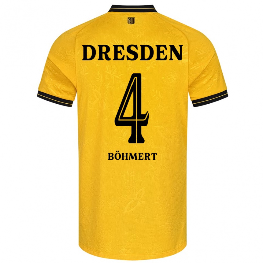 גברים כדורגל יונס בוהמרט #4 צהוב שחור ג'רזי ביתית 2025/26