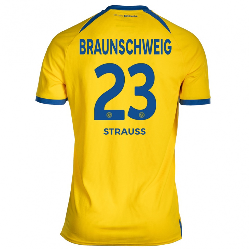 גברים כדורגל Jan Strauß #23 צהוב כחול ג'רזי ביתית 2025/26