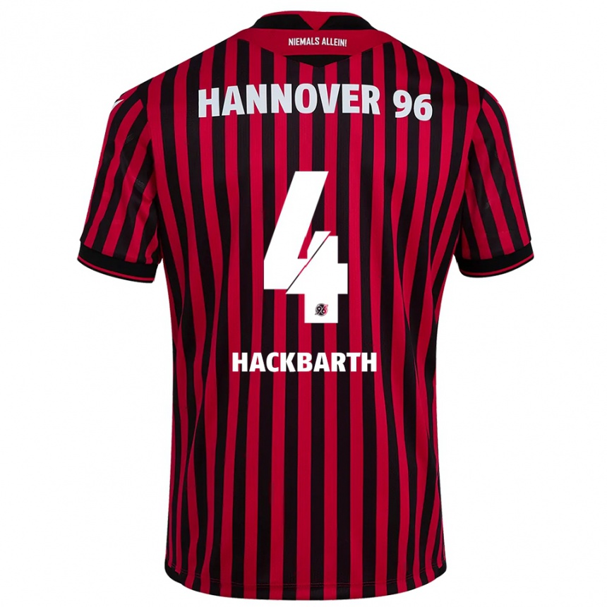 גברים כדורגל Celina Hackbarth #4 אדום שחור ג'רזי ביתית 2025/26