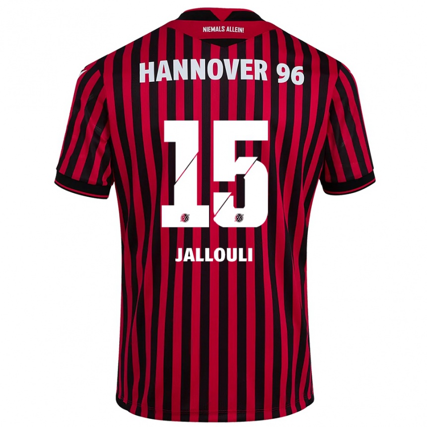 גברים כדורגל Marouan Jallouli #15 אדום שחור ג'רזי ביתית 2025/26