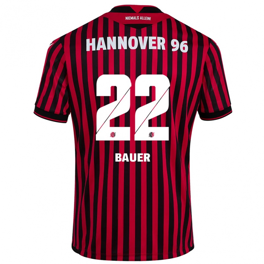 גברים כדורגל Elias Bauer #22 אדום שחור ג'רזי ביתית 2025/26