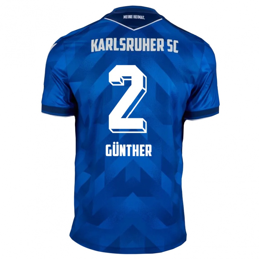 גברים כדורגל Noah Günther #2 כחול לבן ג'רזי ביתית 2025/26