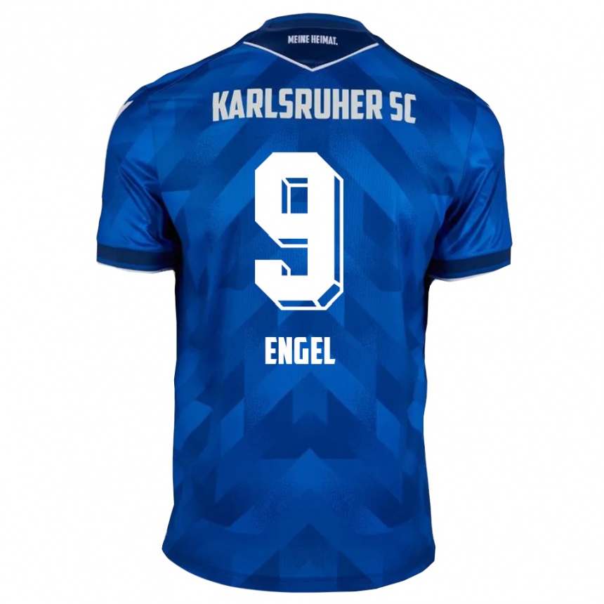 גברים כדורגל Nico Engel #9 כחול לבן ג'רזי ביתית 2025/26