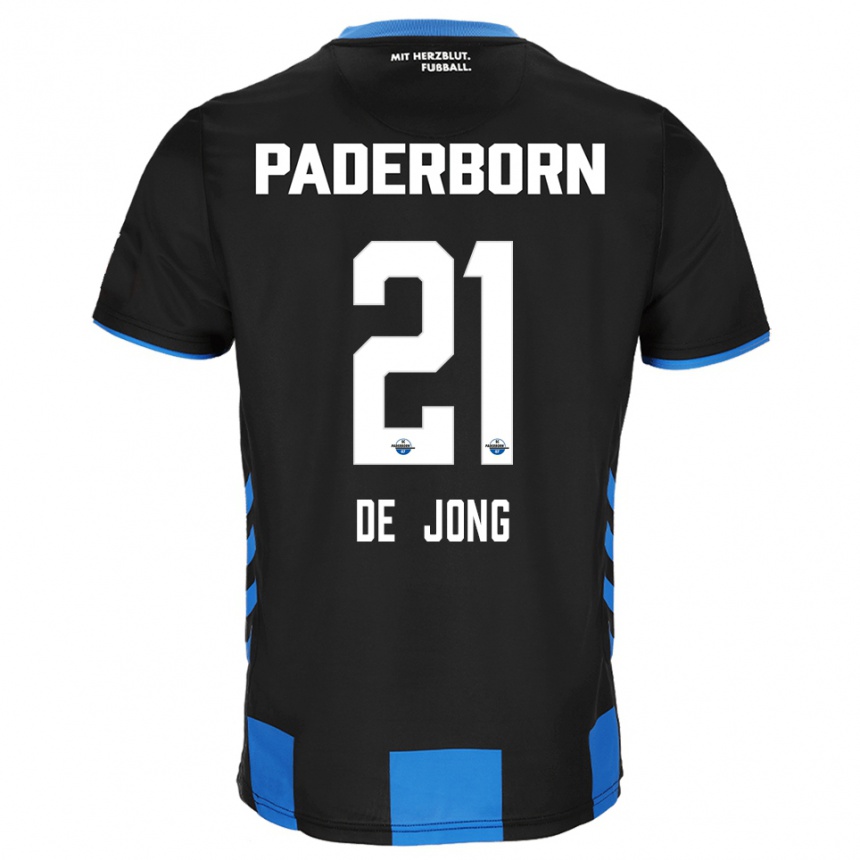 גברים כדורגל טראוויס הלמוט קספר אנטון די ג׳ונג #21 שחור כחול ג'רזי ביתית 2025/26