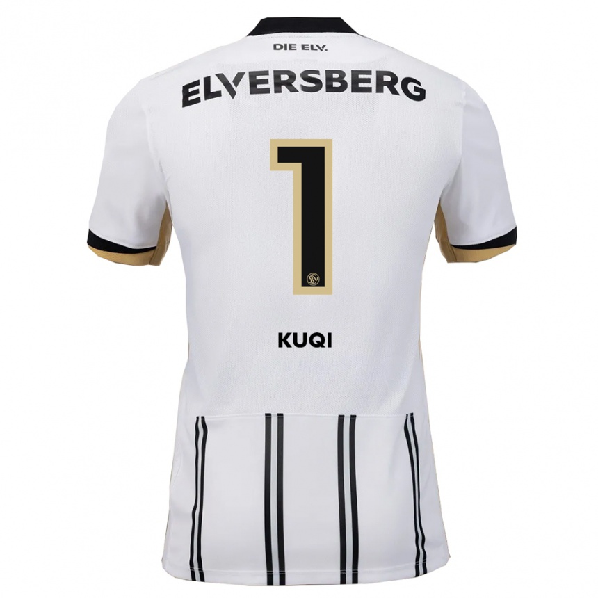 גברים כדורגל Blero Kuqi #1 לבן שחור ג'רזי ביתית 2025/26