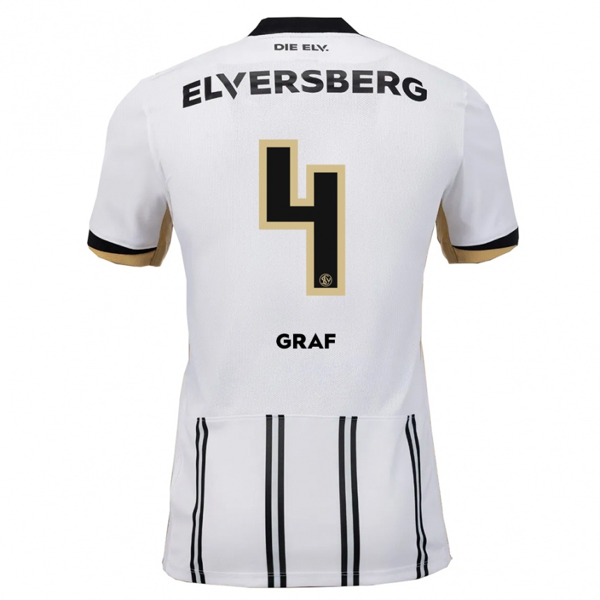 גברים כדורגל מתאו גראף #4 לבן שחור ג'רזי ביתית 2025/26