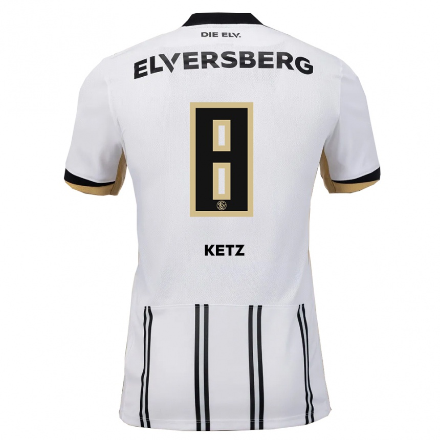 גברים כדורגל Maas Ketz #8 לבן שחור ג'רזי ביתית 2025/26