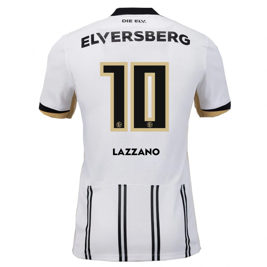 גברים כדורגל Alessandro Lazzano #10 לבן שחור ג'רזי ביתית 2025/26