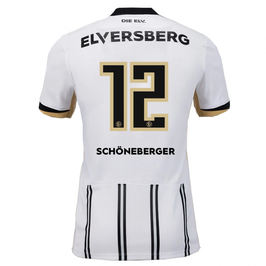 גברים כדורגל Louis Schöneberger #12 לבן שחור ג'רזי ביתית 2025/26