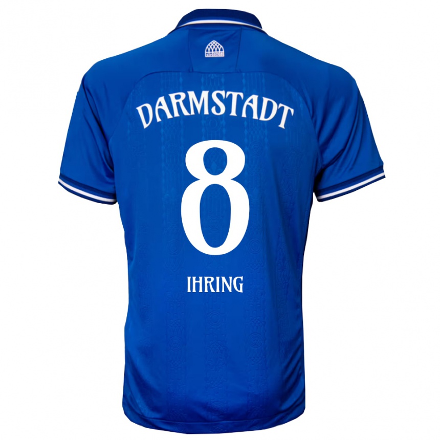 גברים כדורגל Janis Ihring #8 כחול לבן ג'רזי ביתית 2025/26