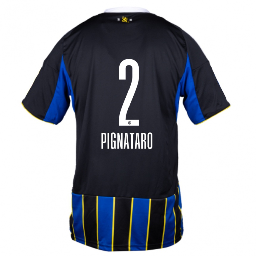 גברים כדורגל Leo Pignataro #2 כחול שחור צהוב ג'רזי ביתית 2025/26