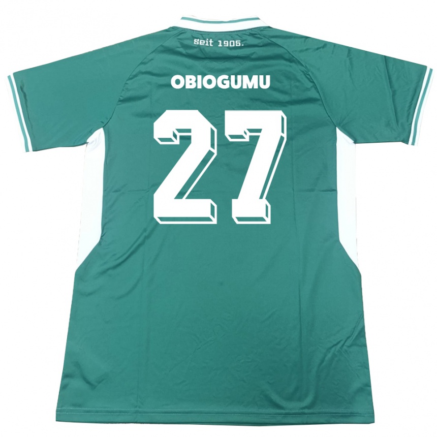 גברים כדורגל Uche Obiogumu #27 ירוק לבן ג'רזי ביתית 2025/26