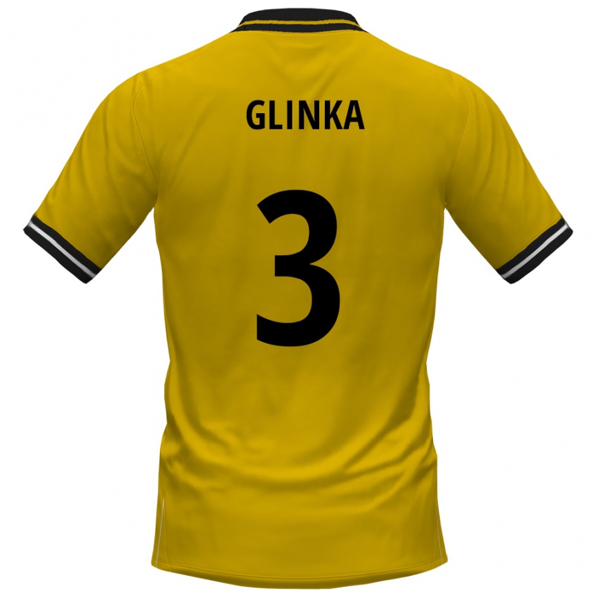 גברים כדורגל Tim Glinka #3 צהוב שחור ג'רזי ביתית 2025/26