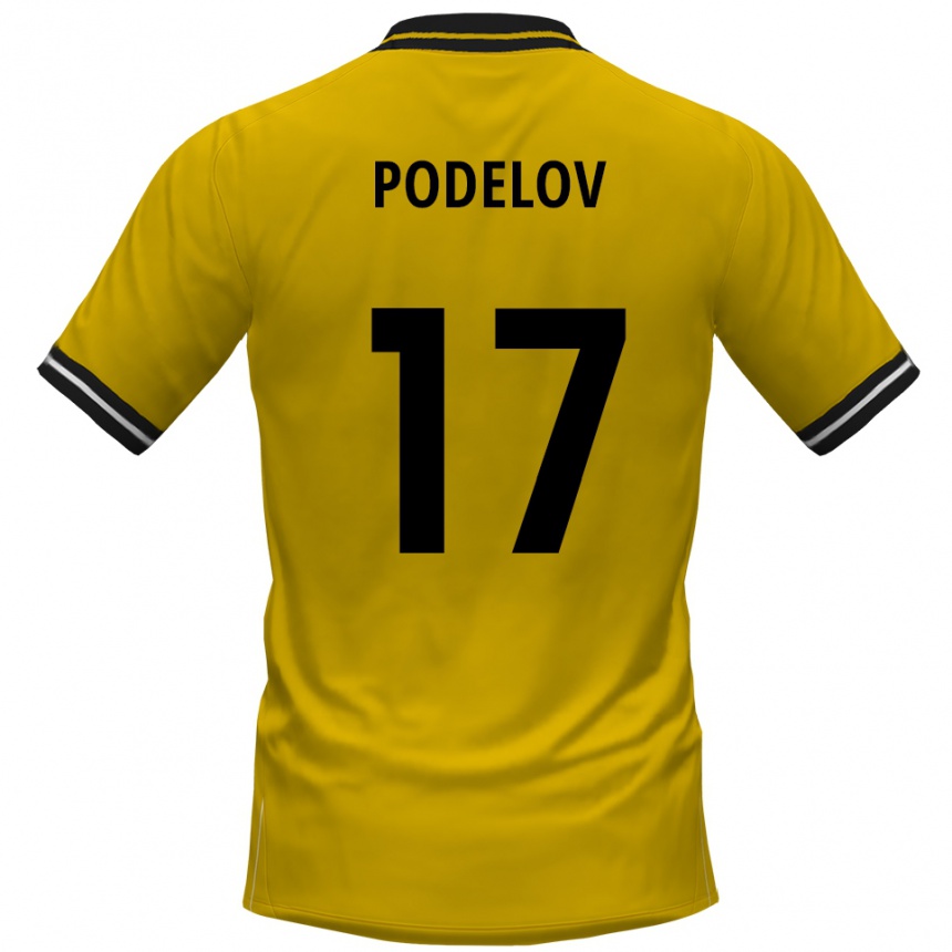 גברים כדורגל David Podelov #17 צהוב שחור ג'רזי ביתית 2025/26