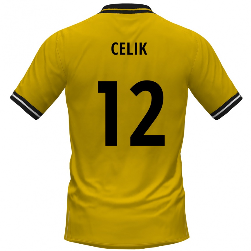 גברים כדורגל Haci Celik #12 צהוב שחור ג'רזי ביתית 2025/26