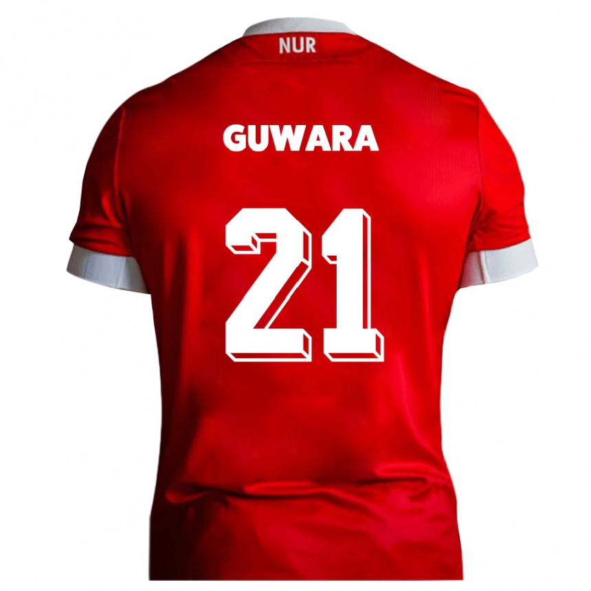 גברים כדורגל לאון גווארה #21 אדום לבן ג'רזי ביתית 2025/26