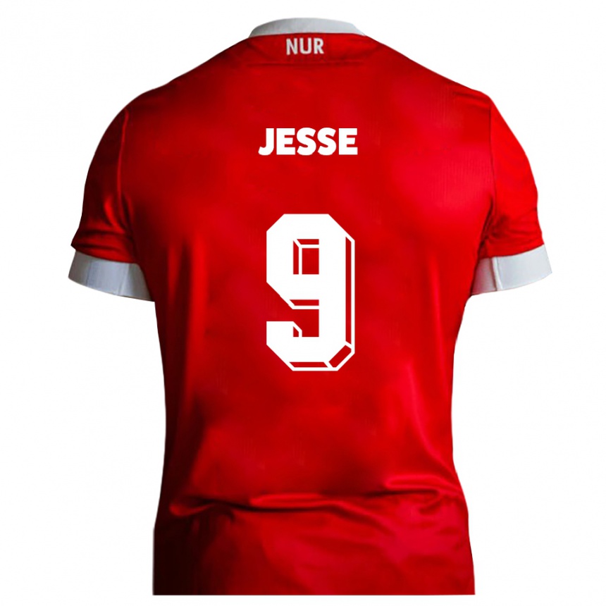 גברים כדורגל Lennard Jesse #9 אדום לבן ג'רזי ביתית 2025/26