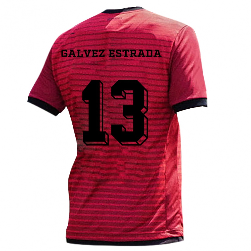 גברים כדורגל לריסה גאלווס-אסטרדה #13 אדום שחור ג'רזי ביתית 2025/26
