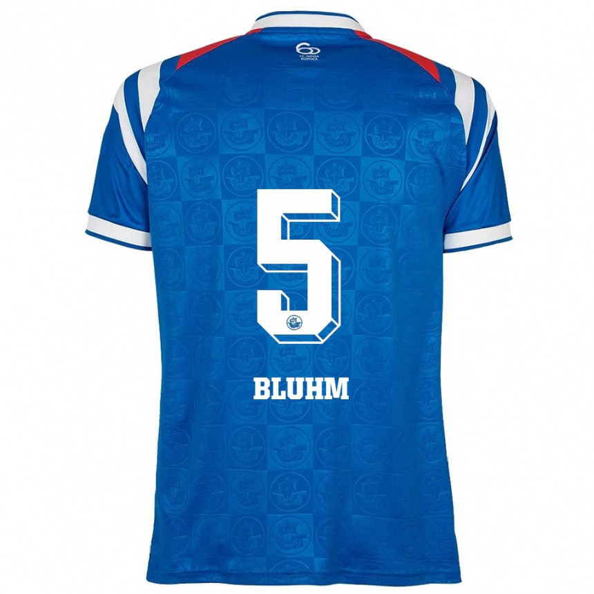 גברים כדורגל Theodor Bluhm #5 כחול לבן אדום ג'רזי ביתית 2025/26
