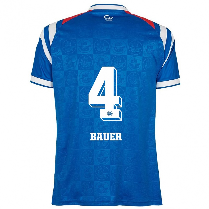 גברים כדורגל Richard Bauer #4 כחול לבן אדום ג'רזי ביתית 2025/26