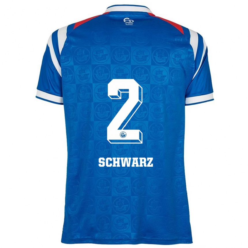 גברים כדורגל Herman Schwarz #2 כחול לבן אדום ג'רזי ביתית 2025/26