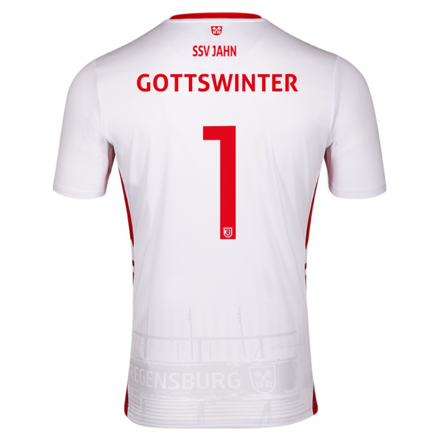 גברים כדורגל Florian Gottswinter #1 לבן אדום ג'רזי ביתית 2025/26