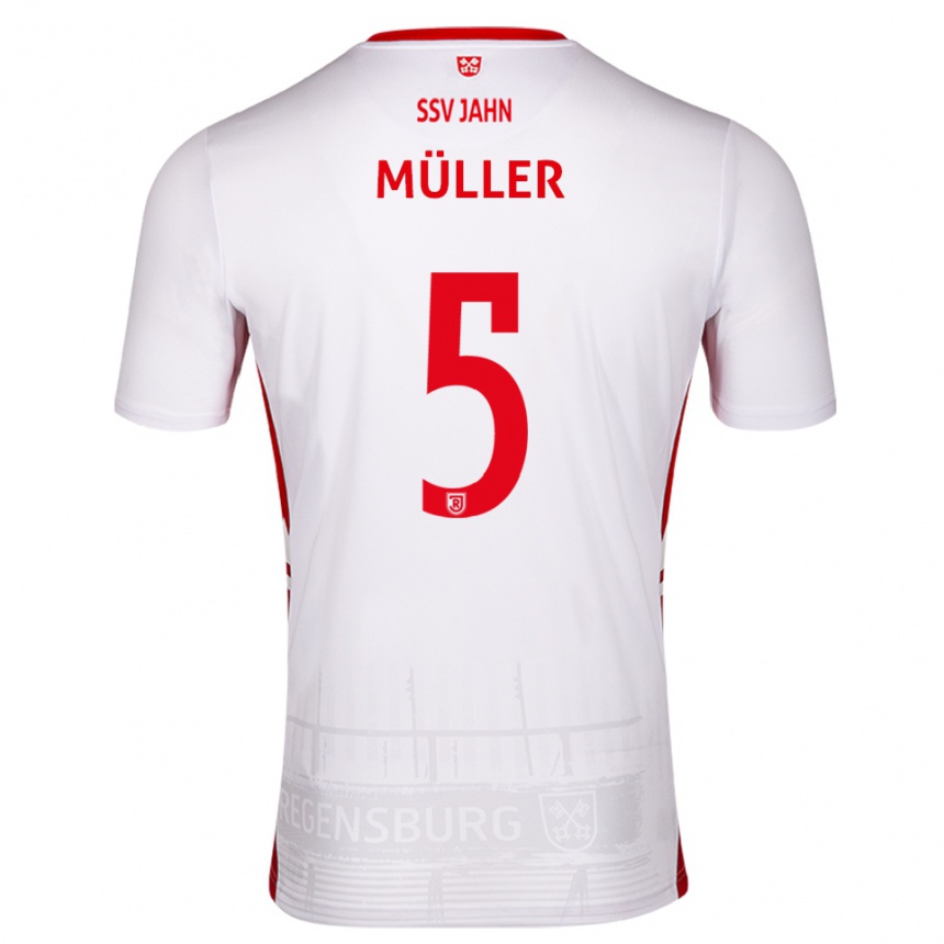 גברים כדורגל פיליפ מילר #5 לבן אדום ג'רזי ביתית 2025/26