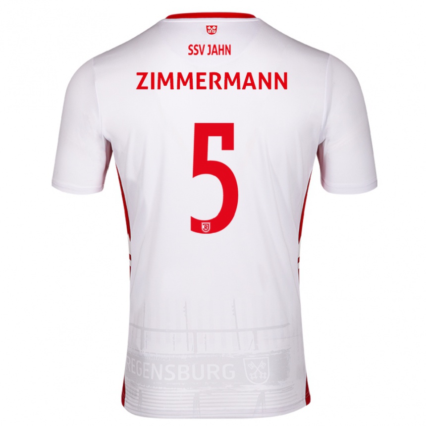 גברים כדורגל ויטוס צימרמן #5 לבן אדום ג'רזי ביתית 2025/26