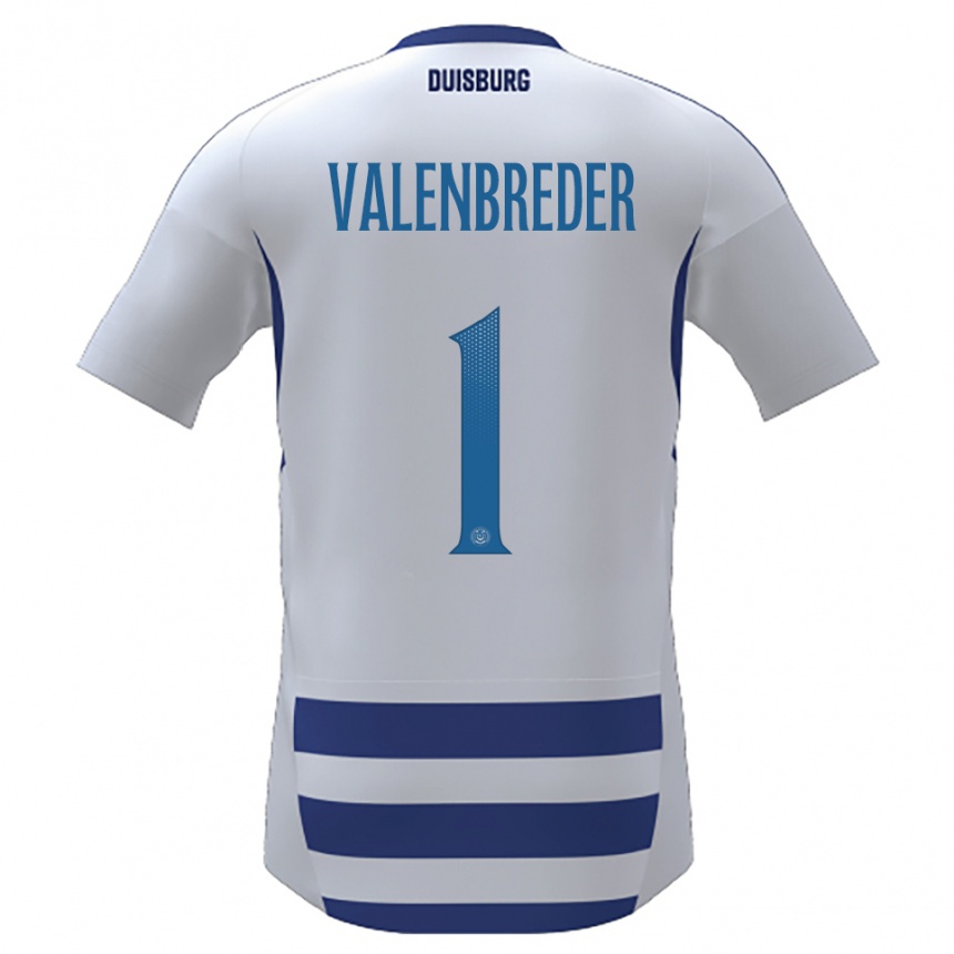 גברים כדורגל Frederik Valenbreder #1 לבן כחול ג'רזי ביתית 2025/26