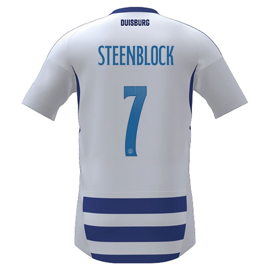 גברים כדורגל Jannis Steenblock #7 לבן כחול ג'רזי ביתית 2025/26