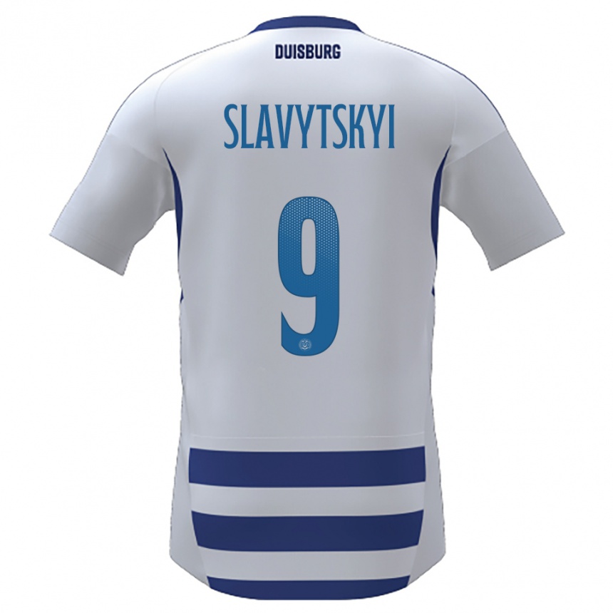 גברים כדורגל Nikita Slavytskyi #9 לבן כחול ג'רזי ביתית 2025/26