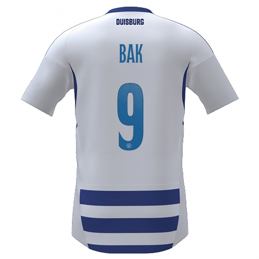 גברים כדורגל Genevieve Bak #9 לבן כחול ג'רזי ביתית 2025/26