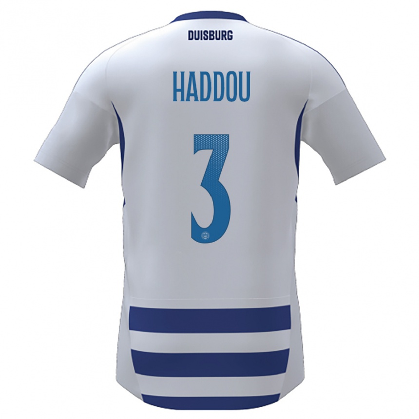 גברים כדורגל Reda Haddou #3 לבן כחול ג'רזי ביתית 2025/26
