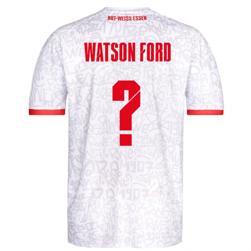 גברים כדורגל Rawley Watson Ford #0 לבן אדום ג'רזי ביתית 2025/26