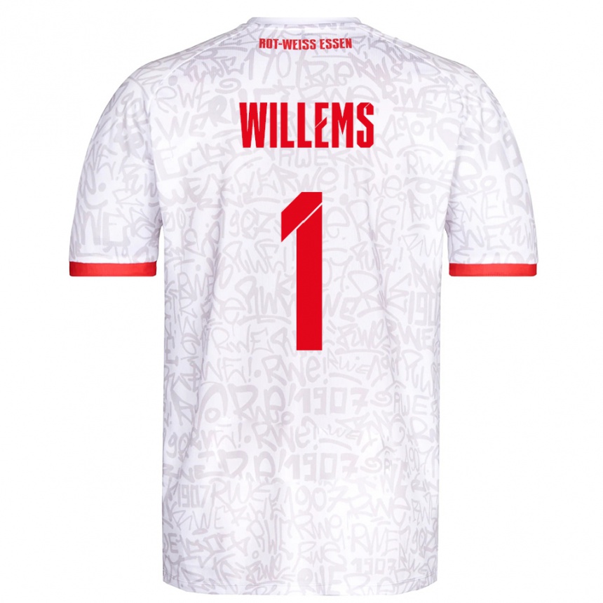 גברים כדורגל Leon Willems #1 לבן אדום ג'רזי ביתית 2025/26