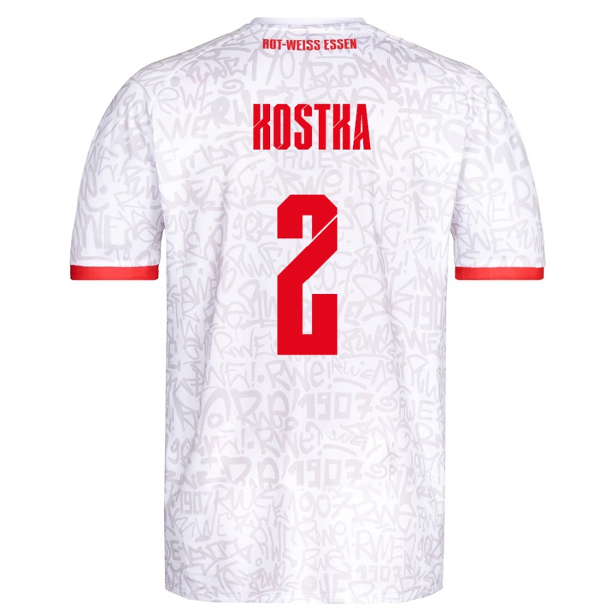 גברים כדורגל Michael Kostka #2 לבן אדום ג'רזי ביתית 2025/26