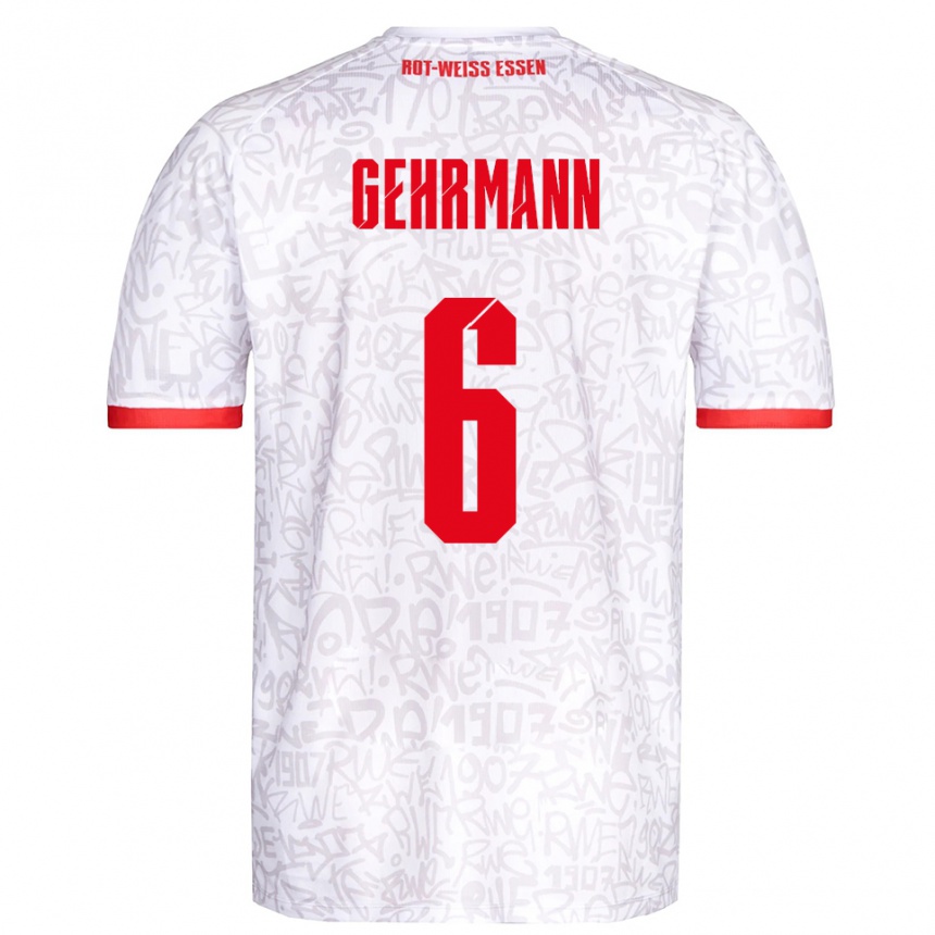 גברים כדורגל Fabian Gehrmann #6 לבן אדום ג'רזי ביתית 2025/26