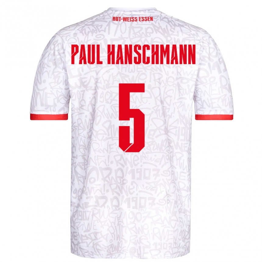 גברים כדורגל Theodor Paul Hanschmann #5 לבן אדום ג'רזי ביתית 2025/26