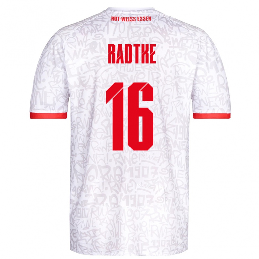 גברים כדורגל Tim Radtke #16 לבן אדום ג'רזי ביתית 2025/26